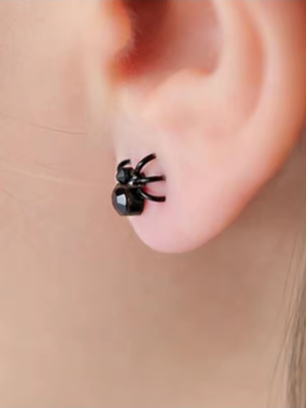 Black Spider Stud Earrings for Kids - Cute Halloween Ear Jewelry